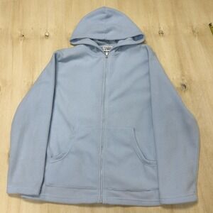 Starting Point Hoodie Mens Large Blue Fleece Full Zip Solid Hooded Sweatshirt